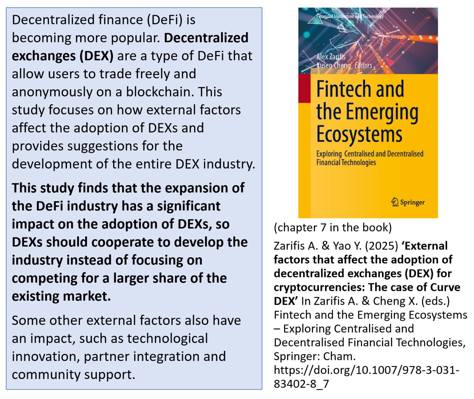 Dex Study Factors that affect decentralized exchanges (DEX)